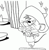 coloring picture of Speedy Gonzales with cheese